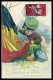 Guerre -  Militaria. 2 Belles Illustrations De Castelli. Drapeaux Belge Et Français. Obus, Casque à Pointe.. Circulé. - War 1914-18