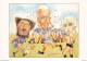 Illustrateur MUSTACCHI E. Humour - V. GISCARD D' ESTAING / MADONNA NUE & MUSTACCHI (autoportrait) Jouant Au Rugby  ♥♥♥ - Satirische