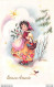 Bonne Année -  Illustrateur BARNINI - Enfant Fillette Etoiles Houx Panier Cadeaux Oiseau Cpsm PF 1956 ♥♥♥ - New Year