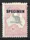 AUSTRALIA....KING GEORGE V...(1910-36..)...." 1931.."....SPECIMEN...10/-....ROO...MARK ON FRONT....MH.. - Ongebruikt