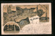 Lithographie Zittau, Weinau-Restaurant, Kaiserliches Haupt-Postamt, Johanneum  - Zittau