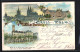 Lithographie Köln, Justizgebäude, Richmodis-Haus, Blick Von Der Schiffsbrücke Zur Stadt  - Koeln