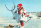 NORVEGE  - A Lappgirl And A Reindeer - Animé - Colorisé - Carte Postale - Norvège