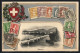 Präge-AK Genève, Flusspartie Mit Brücke, Briefmarken Und Wappen  - Genève