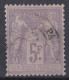 TIMBRE FRANCE SAGE 5F VIOLET SUR LILAS N° 95 OBLITERATION TRES LEGERE COTE 100 € - 1876-1898 Sage (Type II)