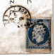 Bord De Feuille Napoléon III 20 Centimes  Non Dentelé Lettre Bordeaux Gironde Bazas - 1853-1860 Napoléon III