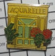 711E Pin's Pins / Beau Et Rare / MARQUES / AQUARELLE FLEURISTE FLEURS PLANTES VERTES BOUTIQUE Par AB Arthus ? - Merken