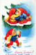 PAPÁ NOEL Feliz Año Navidad GNOMO Vintage Tarjeta Postal CPSMPF #PKD856.A - Santa Claus