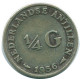 1/4 GULDEN 1956 NETHERLANDS ANTILLES SILVER Colonial Coin #NL10951.4.U.A - Nederlandse Antillen