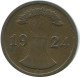 2 REICHSPFENNIG 1924 A ALLEMAGNE Pièce GERMANY #AE284.F.A - 2 Renten- & 2 Reichspfennig