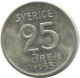 25 ORE 1953 SCHWEDEN SWEDEN SILBER Münze #AC501.2.D.A - Sweden