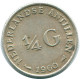 1/4 GULDEN 1960 ANTILLES NÉERLANDAISES ARGENT Colonial Pièce #NL11094.4.F.A - Netherlands Antilles