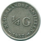 1/4 GULDEN 1957 NIEDERLÄNDISCHE ANTILLEN SILBER Koloniale Münze #NL10990.4.D.A - Netherlands Antilles