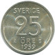 25 ORE 1959 SUÈDE SWEDEN ARGENT Pièce #AC520.2.F.A - Sweden