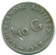 1/10 GULDEN 1957 NIEDERLÄNDISCHE ANTILLEN SILBER Koloniale Münze #NL12164.3.D.A - Netherlands Antilles