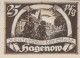 25 PFENNIG 1922 Stadt HAGENOW Mecklenburg-Schwerin DEUTSCHLAND Notgeld #PJ136 - [11] Local Banknote Issues