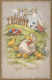 EASTER CHICKEN EGG Vintage Postcard CPA #PKE061.GB - Easter