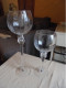 Ancien - 2 Grands Verres Ballon Photophores Sur Pieds En Verre - Glas & Kristal