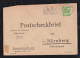 All. Besetzung 1948 10Pf EF Postscheckbrief NÜRNBERG - Covers & Documents