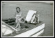 60s ORIGINAL AMATEUR PHOTO FOTO BOAT WOMAN FEMME BIKINI BEACH FASHION GIRL PORTUGAL AT469 - Schiffe