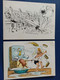 Russian Fairy Tale / Chukovsky . 12 PCs Lot / Old Postcard 1960 - Crocodile - Scooter - Fairy Tales, Popular Stories & Legends