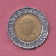 Italia, 1994- 500 Lire  Luca Pacioli- Circulating Commemorative Coin- Bimetallic Bronzital Center In Acmonital Ring - 500 Lire