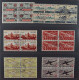 SCHWEIZ 1938/49 FLUGPOST, 7 Hochwertige Viererblocks Zentrum-Stempel, 1125,-€ - Gebraucht