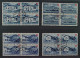 SCHWEIZ VIERERBLOCKS Pro Patria Ex 1946/49, SBK B33-45 ZentrumStempel, 340,-SFr - Oblitérés