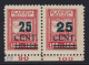 MEMELGEBIET 235 W1 (Typenpaar I+II) Grün-Aufdruck 25 C. Originalgummi, 2000,-€ - Memel (Klaïpeda) 1923