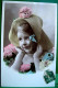 Cpa Photo BELLE PETITE FILLE  CHAPEAU ET FLEURS   PORTRAIT CUTE GIRL HAT AND FLOWERS OLD RPPC - Portraits