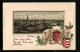 Passepartout-Lithographie Bremerhaven, Ortsansicht Mit Hafen, Wappen Mit Goldenen Löwen  - Autres & Non Classés
