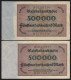 Reichsbanknote - Paar 500000 500.000 Mark 1923 Ros. 87b VF Laufende Nummer - Other & Unclassified