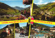 SAALBACH HINTERGLEMM, MULTIPLE VIEWS, ARCHITECTURE, EMBLEM, FOLKLORE, COWS, COSTUMES, TERRACE, AUSTRIA, POSTCARD - Saalbach