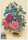 3 Cpa Fantaisie Fleurs Roses Gaufrées Velours Avec Oiseaux Ou Hanneton, Début De Siècle 1902-1903-1906 TBE - A Systèmes