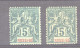 Nossi-Bé  :  Yv   30-30a  *  Sur Vert Et Vert Jaune - Unused Stamps