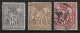 France 1876-78 Sage Type I : INV Sous B 15 C - 30 C -75 C. Yvert  Nr. 66 - 69 - 71 - 1876-1878 Sage (Typ I)