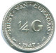 1/4 GULDEN 1947 CURACAO Netherlands SILVER Colonial Coin #NL10766.4.U.A - Curaçao