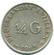 1/4 GULDEN 1965 NIEDERLÄNDISCHE ANTILLEN SILBER Koloniale Münze #NL11331.4.D.A - Niederländische Antillen