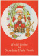 BABBO NATALE Animale Natale Vintage Cartolina CPSM #PAK598.IT - Santa Claus
