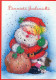 BABBO NATALE Buon Anno Natale Vintage Cartolina CPSM #PBL521.IT - Santa Claus