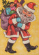 BABBO NATALE Buon Anno Natale Vintage Cartolina CPSM #PBL202.IT - Santa Claus