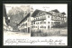 AK Mittenwald A.I., Hotel Traube, Ortspartie Mit Blick Zum Karwendel  - Mittenwald