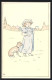 Künstler-AK Brüder Kohn (B.K.W.I) Nr. 982-2: Kleines Mädchen Mit Stielbrille Und Hund  - Autres & Non Classés