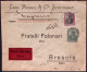 1915-Germania Espreoo Per Brescia Affrancato 5pf. (dente Corto) + 40 Pf. Perfett - Usados