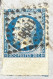 BAS DE FEUILLE DEBUT DE FILET D'ENCADREMENT N°14 20c BLEU NAPOLEON SUR LETTRE /MARSEILLE POUR CASTELLANE / 26 AVRIL 1857 - 1877-1920: Période Semi Moderne