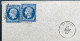 2X N°14 20c BLEU NAPOLEON SUR GRANDE ENVELOPPE / BEZIERS POUR ST PONS / 21 MAI 1857 / LSC - 1877-1920: Semi Modern Period