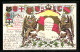 Lithographie 50 Jähriges Regierungsjubiläum Grossherzog Friedrich Von Baden 1852-1902, Porträt, Wappen, Greife  - Familles Royales