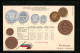 AK Geld Und Nationalfahne Von Finnland, Umrechnungstabelle  - Monedas (representaciones)