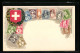 AK Schweizer Briefmarken Und Wappen, Eichenlaub  - Briefmarken (Abbildungen)
