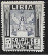 LIBIA 1940 Serie Pittorica Del 1921 5 Lire Nero Azzurro Dent. 14 Senza Filigrana (Sassone 163) - Libia